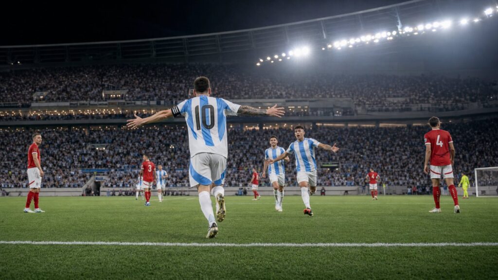 Argentinië viert een doelpunt tegen Oostenrijk tijdens het WK 2026